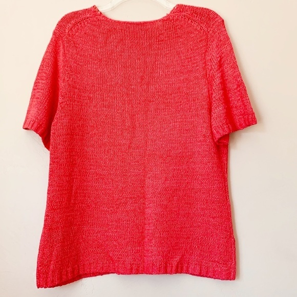 TanJay Coral Open Weave With Beading Detail V-Neck Sweater Women's Size Large - Picture 5 of 14